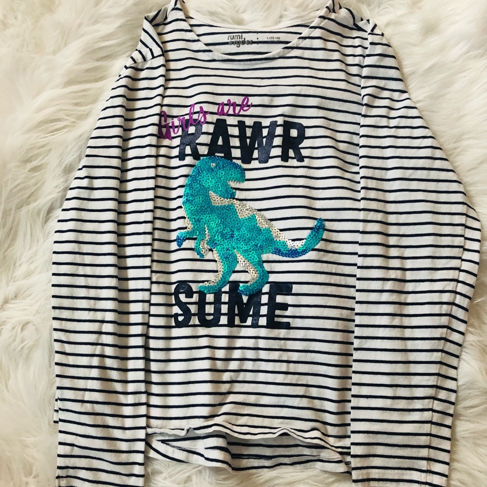 Striped dinosaur T-shirt / L / Rumi + Ryder
